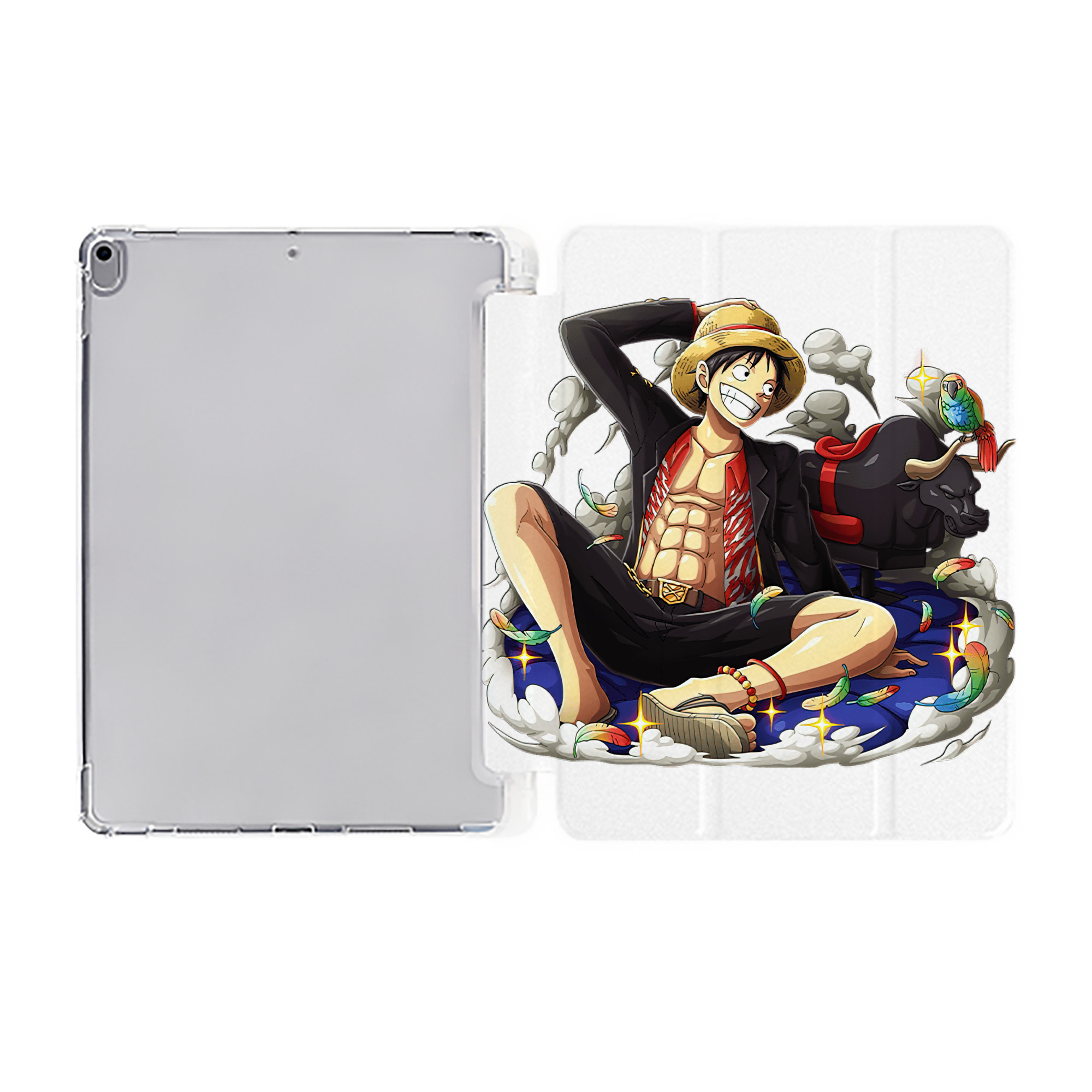 （画像用） ワンピース モンキー・D・ルフィ ONE PIECE Monkey D. Luffy IPad ケース ペン収納付き 三つ折りスタンド PUレザー×シリコン 対応機種9.5/10.5/10.9インチ